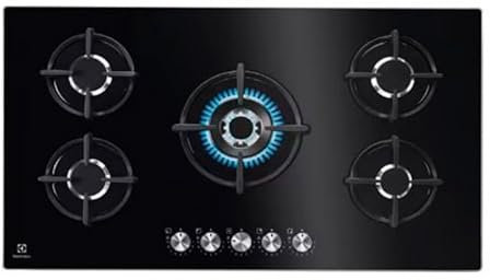 Electrolux KGG95372K Piastra a gas, 90 cm, 5 zone di cottura, 9 livelli di intensità, 3 SpeedBurner + 1 Wok, sistema di sicurezza, auto-accensione elettronica, 3900 W