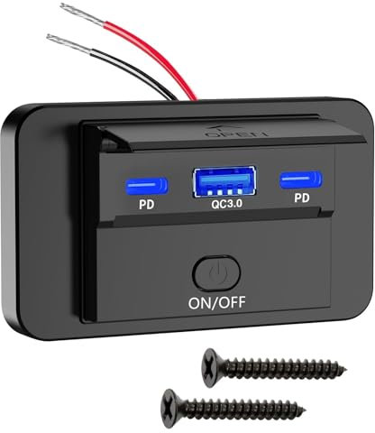 Linkstyle Wohnmobil Steckdose, Wandmontierte 12V USB A und 2 C Anschlüsse, 48W QC3.0 Mit Ein/Aus Schalter für Auto Boote