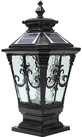 YPDTSNGV Fence Column Pedestal Light Square Gate Bollard Pillar Light Solar LED Column Outdoor Courtyard Garden Decorative Lights Lawn lightss Outdoor Waterproof Square Black Lawn Table Torch Light D
