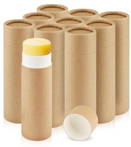 DMuuuDM Lot de 10 tubes déodorants vides en carton kraft biodégradables pour barres de lotion maison, bâtons déodorants pour le corps Marron 56,7 g