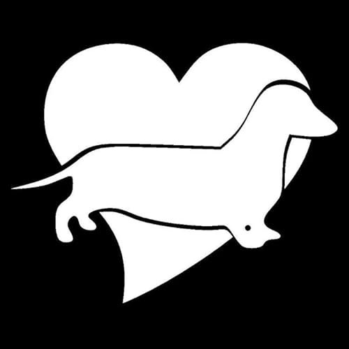 JIFENLI Autoaufkleber 12,7 * 10 CM ICH LIEBE MEINEN DACKEL Hund Aufkleber Schöne Cartoon Auto Styling Dekorative Persönlichkeit Aufkleber Schwarz/Silber