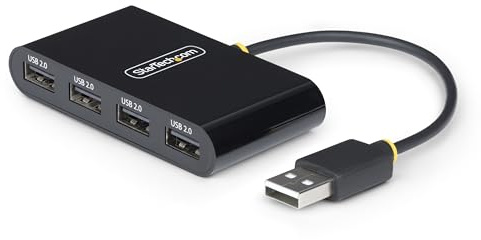 StarTech 4-Port USB 2.0 Hub mit 15cm Kabel (ST4200MINI2-USB-HUB) | Mini-USB Hub für Reisen, Multi USB Adapter, Verteiler, Mobiler USB Splitter, 480Mbps, Plug-and-Play