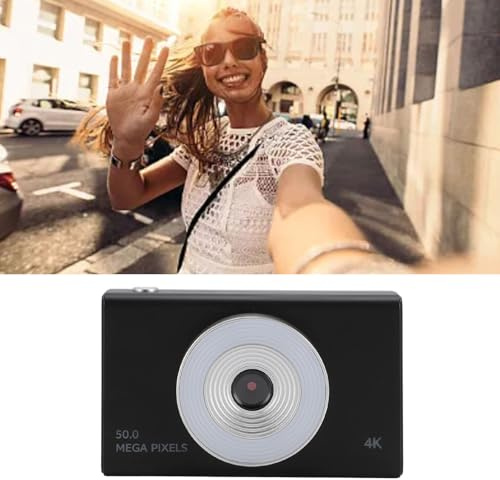 Appareil Photo Numérique 48MP 4K HD, Vintage Y2k avec Zoom 8X et Lumière de Remplissage, Compacte et Portable pour Voyage (Black)