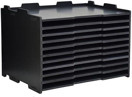 Büro-Briefkasten mit 8/10 Fächern und verstellbaren Regalen, Holz-Schreibtisch-Dokumentenregal, A3-Schreibtisch-Akten-Organizer, für Büro, Posträume (schwarz, horizontal, 10 Ablagen (mit 9
