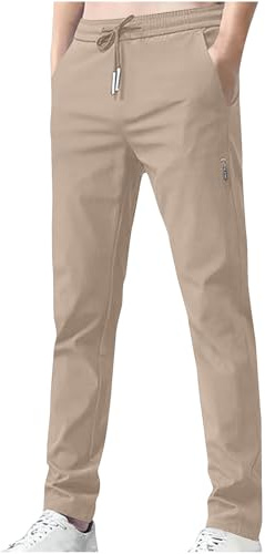 Mrat Pantalon extensible pour homme à séchage rapide - Coupe ample - Coupe ajustée - Coupe classique - Pantalon plissé infroissable - Cordon de serrage - Poches - Taille élastique - Grande taille