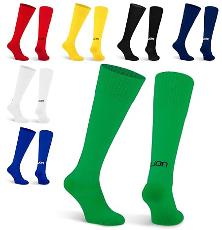 LION SPORTSWEAR Plain Cub Football Socks – Kids & Adult Sizes – Multiple Colours – Comfortable & Durable Sports Socks - Green | Medium (UK 4-7)