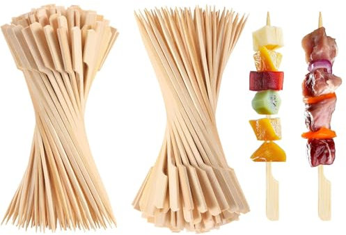 200 Pcs Wooden Flat Paddle Burger Sandwich Skewers - 9cm Bamboo Sticks Compostable and Biodegradable Barbeque Kebabs, Buffet Party ﻿