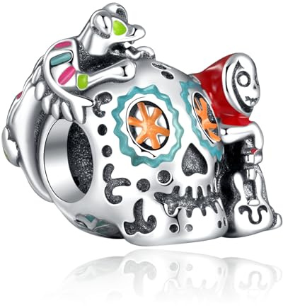 RMMY Anhänger mit Graffiti-Totenkopf-Anhänger aus 925er Sterlingsilber für Armband und Halskette, Weihnachtsschmuck zum Muttertag für Damen mit Zirkonia.