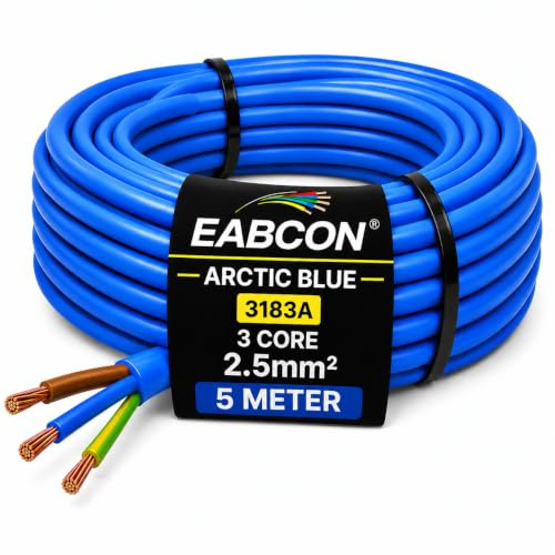 3 Core 2.5mm Arctic Blue Flex Heavy Duty 3138A Camping Caravan (2.5mm, 5, meter)