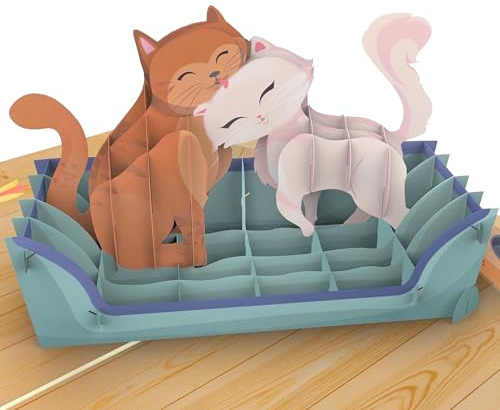MOKIO® Biglietto Auguri Pop-Up – Gatti – Biglietto Regalo 3D per il compleanno per amanti dei gatti, biglietto carino per amici degli animali & fan dei gatti