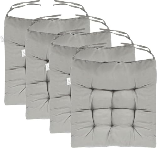 Trintion 8er Set Sitzkissen mit Bindebändern – Bequeme 40x40 cm Stuhlauflage Gartenstuhl, Esszimmerstuhl & Balkonmöbel – Atmungsaktive Polster Indoor/Outdoor