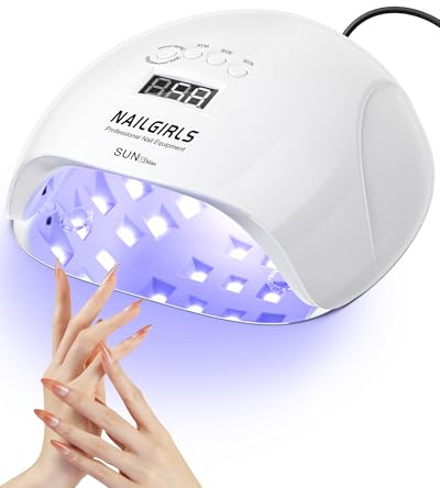 Nailgirls UV Lampe für Gelnägel, 220 W UV Lampe Nägel, 4 Timers, 42 Perlen, LED Lamp Nägel, Automatischer Infrarotsensor, LCD-Anzeige, Nagellampe, Nageltrockner für Gel-Fingernägel, Zehennägel