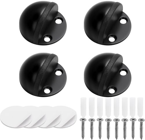 Türstopper Boden selbstklebend,Türpuffer Boden mit Schrauben und selbstklebenden,Türstopper für Hartböden zum Schutz von Türen, Wänden,Balkontür usw (Schwarz 4 Stück)