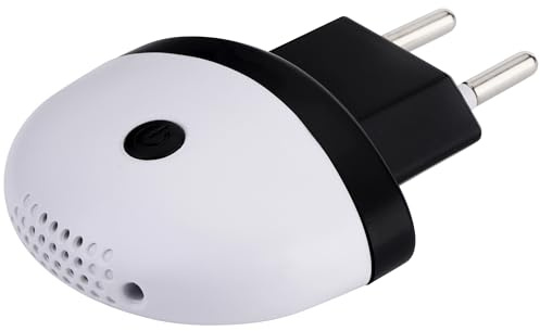 NK Repelente Ultrasónico Antimosquitos Electrónico - Control por Botón, Cobertura 150 m², Uso Interior, Blanco y Negro