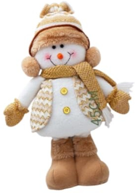 Nishiyuenyi Weihnachtsfigur Weihnachts Puppe Figur mit Ausziehbaren Beinen Plüsch Details Dekorativem Und Stehender Gestaltung für Schreibtisch Wohnzimmer, Schneemann