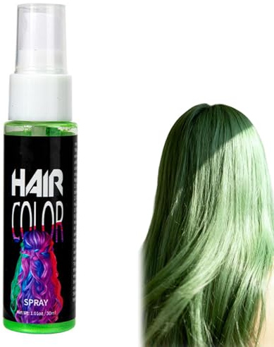 Spray de Coloración Temporal para Niños y Adultos,Tinte Temporal para el Pelo,Spray Temporales De Color Para El Cabello,Sprays de Coloración Lavable para Carnaval,Fiesta,Halloween,Navidad,30ml,Verde