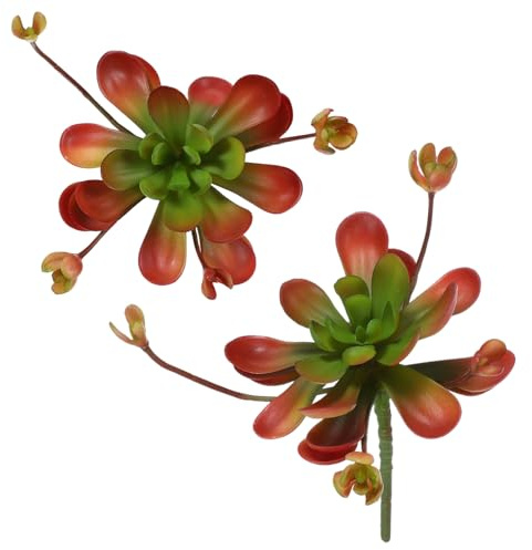 PATIKIL 2Pcs Artificial Succulents Plants 5.1 Inch Realistic Fake Succulents Fake Plants Decorations for Garden Wedding Party Indoor Outdoor Home Arrangement Decoration, Red