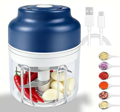 Kuars Gvni Wireless Electric Garlic Chopper, 320ml, 6-Blade High-Speed Chopping, USB Rechargeable, Mini Portable Kitchen Blender, Spice & Food Processor