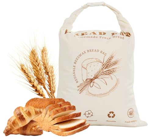 STOROGI Beeswax Bread Bag, 1 Pack Sourdough Bread Bags for Homemade Bread, 17x13 Inches Bees Wax Wraps Reusable With Freshness Lock Zipper, Keep Bread Fresh for Longer（Caramel loaf-1 Pack）