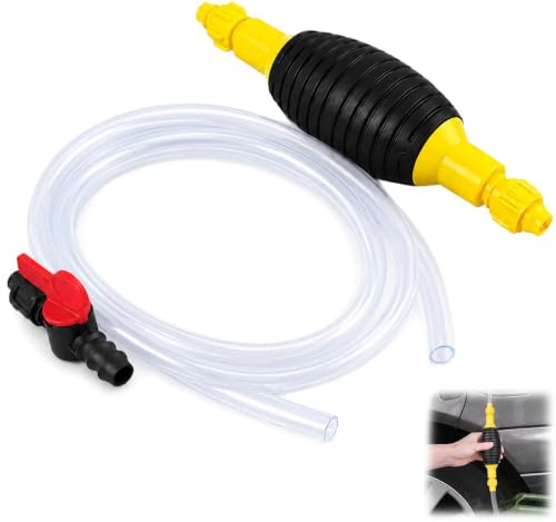 Bomba Manual de Sifón para Combustibles,Bomba Gasoil,Portátil con Manguera de PVC Transparente de 2M,Transferencia de Gasolina,Diésel,Agua y Otros Líquidos No Corrosivos para Coches,Barcos