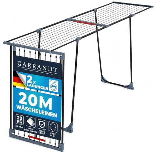 Garrandt Wäscheständer ausziehbar 20m XXL Standtrockner klappbar Rollen