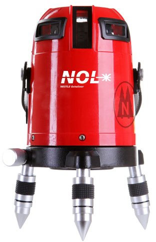 Nestle 16100001 Octoliner Laser multilignes avec ligne horizontale 360°, 4 lignes verticales, point d’aplomb vers le bas, IP54, précision ± 1,5 mm sur 10 m, portée 30 m