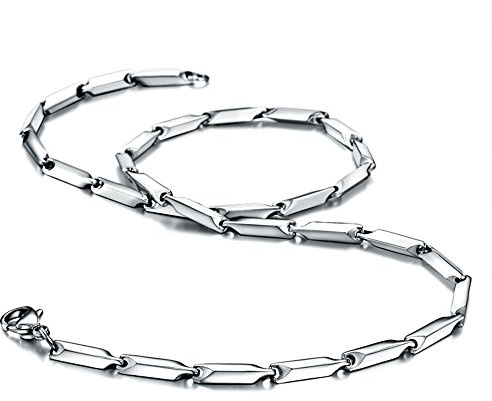 Mecool acero inoxidable Ancho 3MM Lingote Cadena 18 20 22 Collar para hombre (20 pulgadas)
