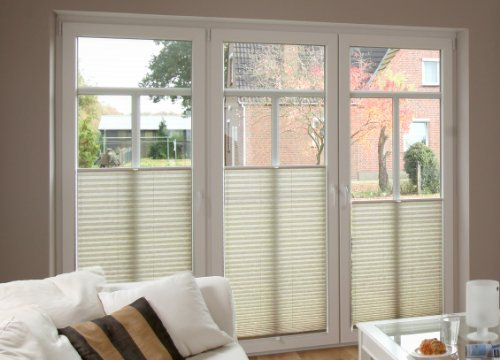 Cosiflor Plissee nach Maß - Farbe: hellgrau - frei wählbar bis max. 120 x 180 Faltstores - Modelle VS2 + VS1 - Hier Breite bis 80 cm