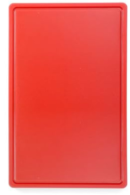 HENDI Schneidebrett, HACCP, GN1/1, 530x325x(H)15mm, HPDE, rot | Beidseitig nutzbar, eine Seite glatt-eine Seite mit Saftrille, minimiert das Abstumpfen von Messern