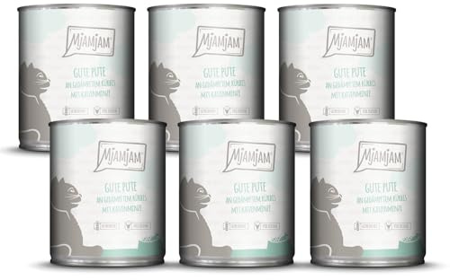 MjAMjAM - premium våtfoder för katter - bra kalkon med ångad pumpa, förpackning om 6 (6 x 800 g), spannmålsfri med extra kött