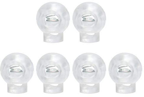 sourcing map 6pcs Plastic Cord Lock Stopper End Spring Stop Toggle Fastener Stopper Rope End for Drawstring Clothing, Shoelace, Bag, Camping Clear