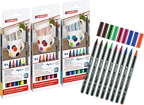 edding 4200 Porzellan-Pinselstiften (18er Komplett Set) (sortiert, 27er Set)