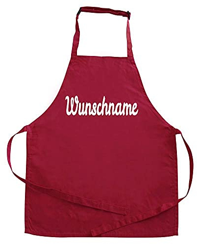 Elefantasie Personalisierte Kinderschürze mit Name, Kochschürze für Backen, Kochen, Malen, Geschenkidee für Kinder 3-6 Jahre rot