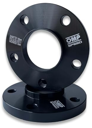 OMP Speed Satz von 2 Spurverbreiterungen Doppelzentriert Stärke: 15mm PCD: 5x120 CB: 72.5 OD: 149 Schrauben x20 M12x1.5 Kegel + 14x1.25 Kegel + Felgenschloss Schwarz Aluminium - OMPS08821501