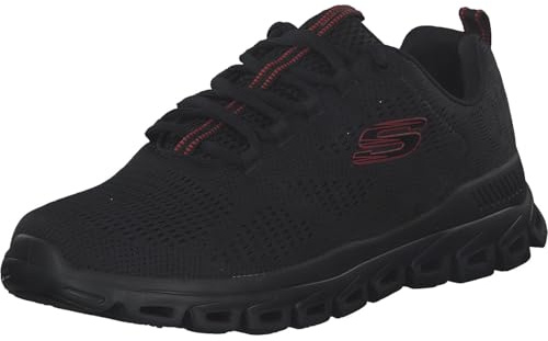 Skechers Herren Glide-step Fasten Up Sneaker, Black Mesh Red Trim, 47.5 EU