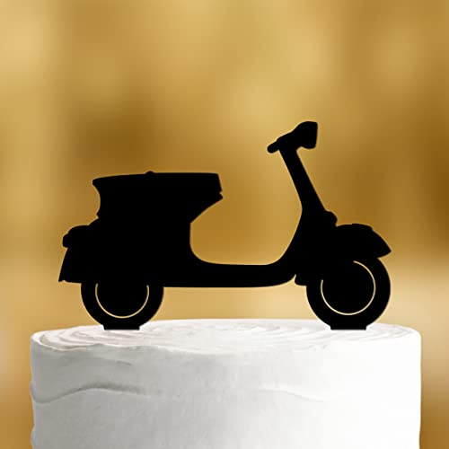 Cake Topper Vespa – Verre acrylique noir – Pour gâteau de mariage – Décoration de gâteau, décoration de gâteau, décoration de gâteau, décoration de gâteau, Mr Mrs, Roller, Moto, Vespa