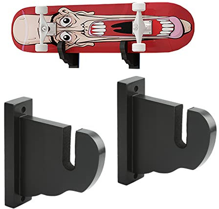 BiJun Skateboard Wandhalterung, Longboard Aufhänger für Skateboard Longboard Ski Nowboards Wasserski und Elektro-Skateboard (Schwarz)
