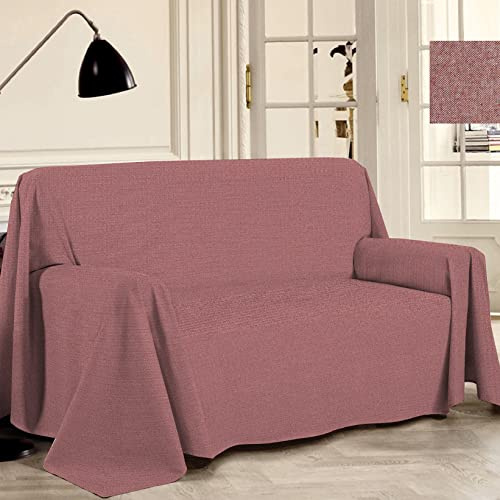 PENSIERI DELICATI Funda de Sofá 360 x 290 cm Made in Italy, Toalla 100% Algodón Puro Reciclado Teñido de Hilo, Color Unico Rojo, Ideal como Tela Decoración, Cubre Sofá, Manta Pícnic