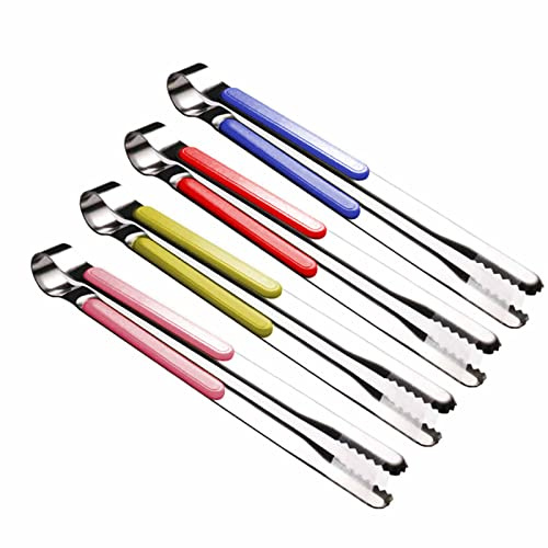 4Pcs Stainless Steel Kitchen Tongs for Cooking - 10 Metal Food Tongs With Non-Slip Comfort Grip, Non-Stick, High Heat Resistant for BBQ, Grilling and Serving