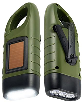 N+B Lampe de poche à manivelle à énergie solaire, lampe de poche de survie à lampe LED d'urgence rechargeable pour le camping en plein air, l'alpinisme