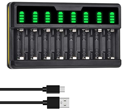 DuraPro Chargeur USB intelligent universel LED 8 emplacements pour caméras Arlo (VMC3030/VMK3200/VMS3330/3430/3530) batteries rechargeables Li-ion
