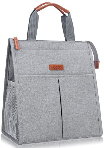 Lacdo Lunch Tasche Kühltasche Thermotasche Mittagessen Tasche für Frauen Männer Lunchtasche Isoliertasche Faltbar Lunch Bag Kühlbox für Arbeit Schule Reise Picknick mit Folienfutter Wasserdicht, Grau