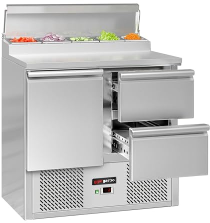 GGM Gastro | SAG97AND#SBG1212#07 | Zubereitungstisch Mini ECO - 900mm - 1 Tür & 2 Schubladen - für 5x GN 1/6