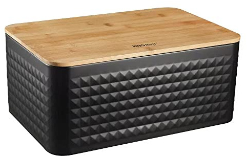 Stahl Brotkasten Brotbox mit Schneidebrett KINGHOFF KH-1713
