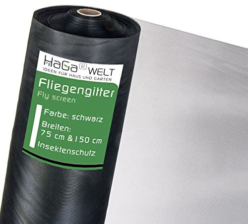 HaGa® Moustiquaire de 10 m x 150 cm de Large en Noir - Protection Efficace Contre Les Insectes pour fenêtres et Portes | Moustiquaire