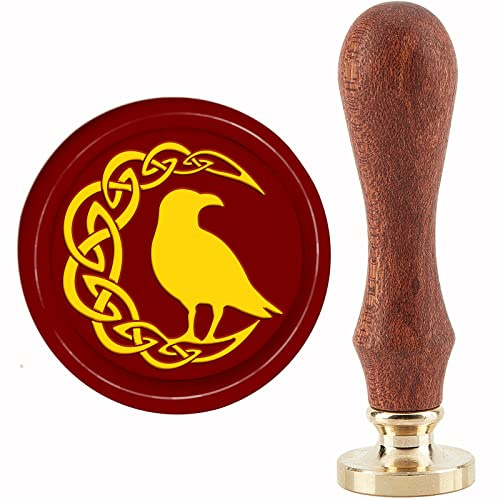 craspire Knoten Wachs Siegel Stempel Krähe Siegellack Stempel 30mm Retro Vintage Abnehmbarer Messing Stempelkopf Mit Holzgriff Für Einladungskarte Geschenkverpackung