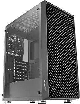 Mars Gaming MC-3000, Semitorre Gaming ATX, Ventana Completa Cristal Templado, Frontal Metal-Mesh, 4X Ventiladores 120mm, Negro
