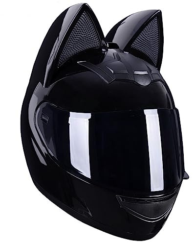 Full Face Motorradhelme mit Katze Ohren Adult Flip up Visiere Motocross Helm Vollvisierhelm Motorrad-Crash Helmet Leichtbau DOT/ECE Certified