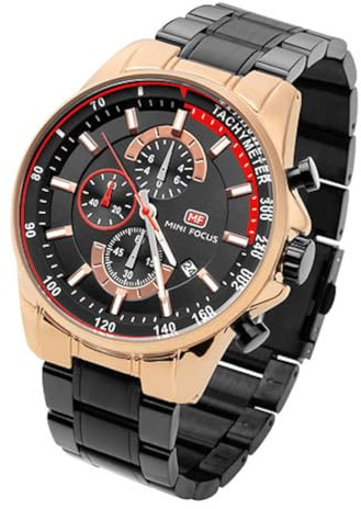 Taffstyle Herrenuhr Edelstahl Sport Chronograph Männer Quarz Armbanduhr Datum Stoppuhr Wasserdicht