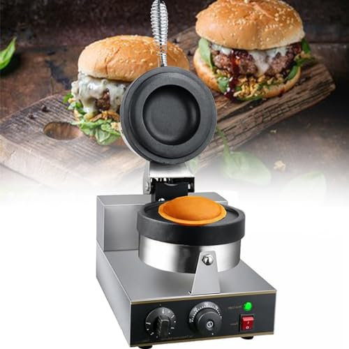 DPQYJPP 1300W Non-Stick Electric Machine - Commercial Burger Waffle Maker with Temperature Control, Double-Sided Heating, and 5-Minute Timer - Perfect Bubble Egg Waffles Baker Machine,Singlehead